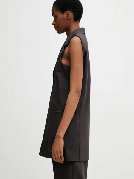 Maison Margiela μονόπετο γιλέκο με μαλλί γυναικείο καφέ