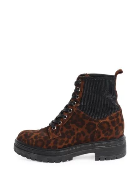 Cizme scurte Gianvito Rossi cu șireturi cu imagine cu model leopard maro