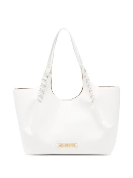 Geantă de mână Love Moschino cu autograf alb