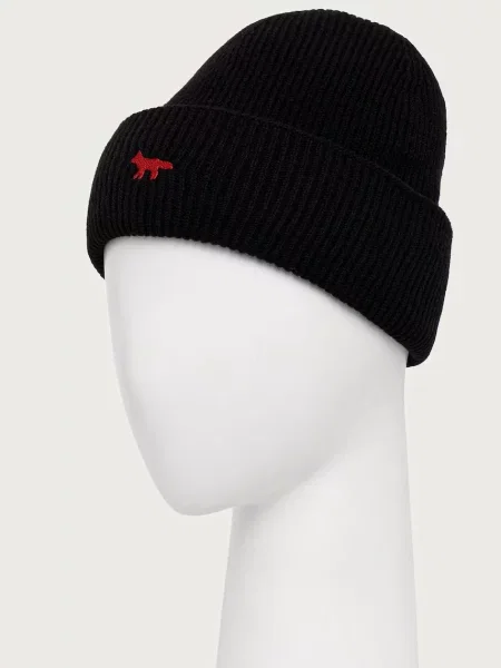 Czapka Maison Kitsune wełniana czarna