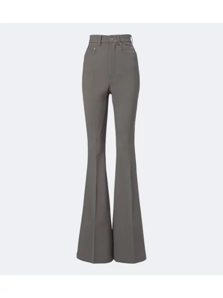 Pantaloni Rick Owens cu talie înaltă de lână gri