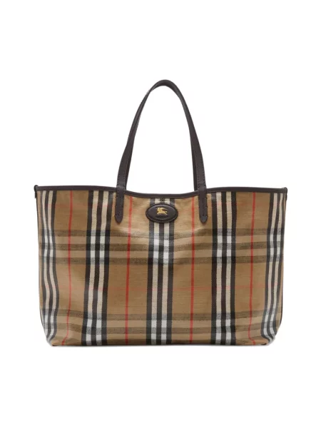 Wielobarwność torebka skórzana Burberry skórzana do kolan beżowa