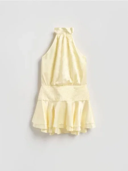 Reserved Rochie cu conținut ridicat de galben-deschis galben
