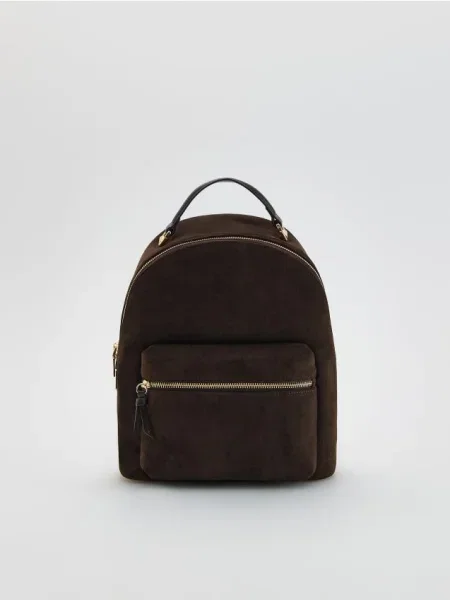Reserved Рюкзак зі штучної замші темно коричневий