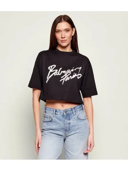 Balmain Tricou | Cropped Fit negru