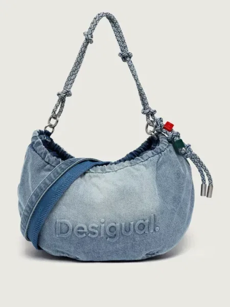 Geanta crossbody Desigual cu autograf albastru