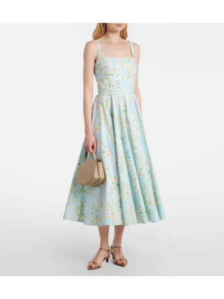 Rochie midi Emilia Wickstead cu model floral până la genunchi de costum albastru