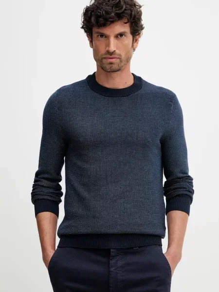 Svetr BOSS Orange pánský tmavomodrá oranžový