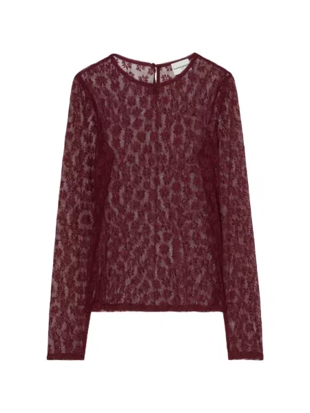 Lung top Claudie Pierlot cu model floral din dantelă roșu