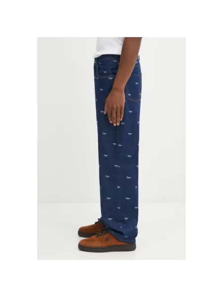 Szerokie jeansy Maison Kitsune niebieskie