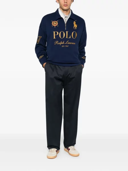 Pulover Polo Ralph Lauren cu autograf albastru