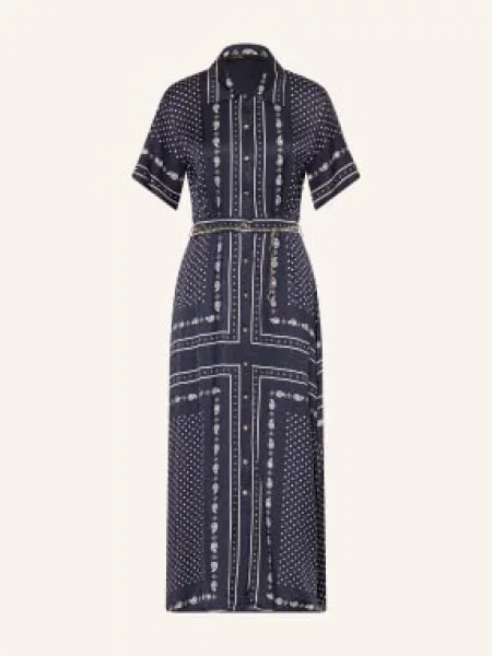 Maje Sukienka Koszulowa Z Satyny blau biała