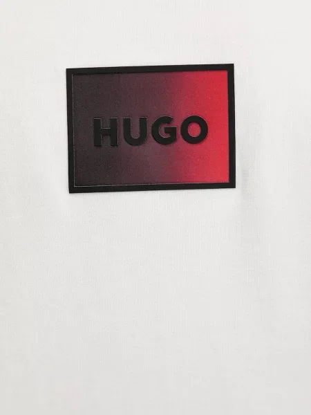 Свитер Hugo с капюшоном с принтом бежевый