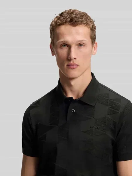 Koszulka polo krój regular fit model PL_NETWORK JQ PIRAX' Boss Green czarna