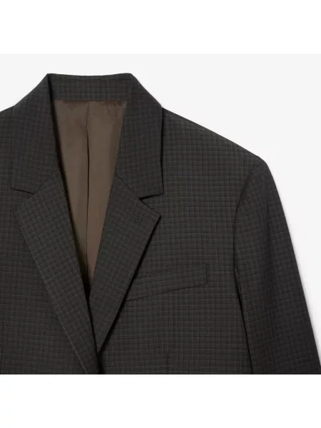 Lacoste Wełniany Blezer W Kratę czarna