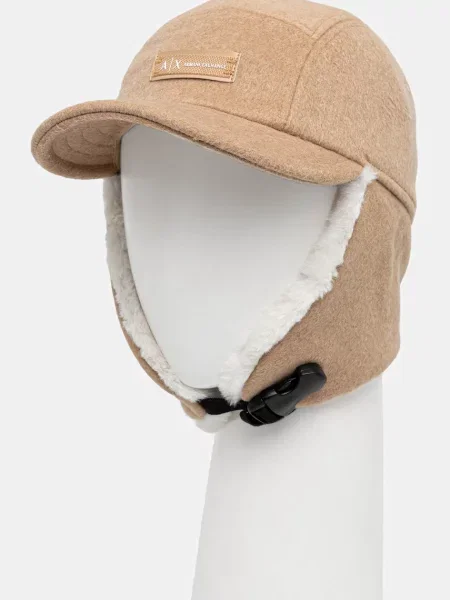 Armani Exchange șapcă de baseball din amestec de lână verde