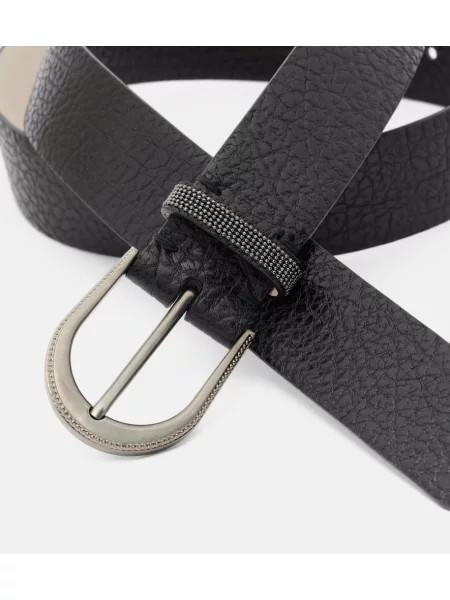 Cu centură curea Brunello Cucinelli din piele negru