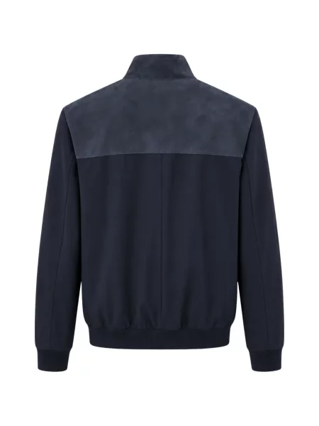 Geacă Canali din piele de căprioară albastru