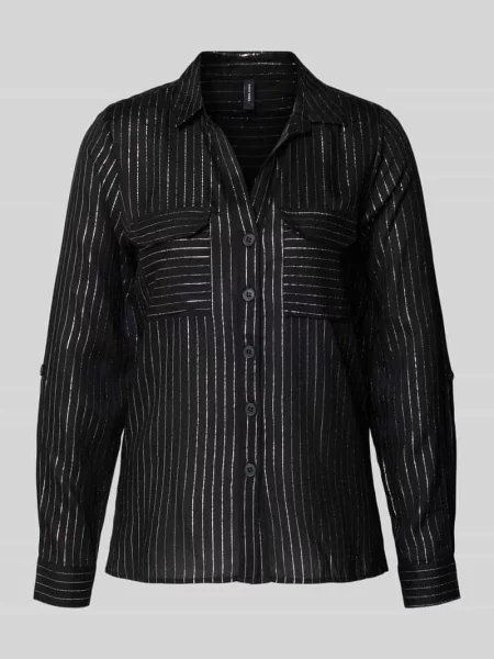 Bluzka koszulowa o kroju regular fit z mieszanki model ‘BUMPY’ Vero Moda czarna