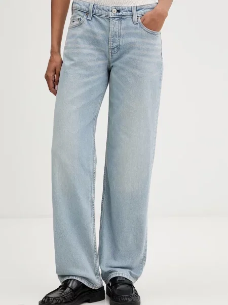 Tommy Jeans blugi straight pentru femei albastru