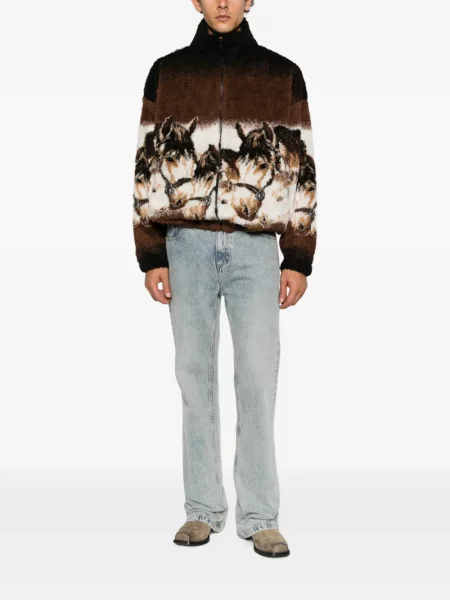 Kardigan Mm6 Maison Margiela s printom smeđa