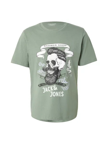 JACK & JONES Tricou JORSHAPE verde jad / negru alb
