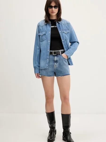 Tommy Jeans šortky dámske rifľové modrá