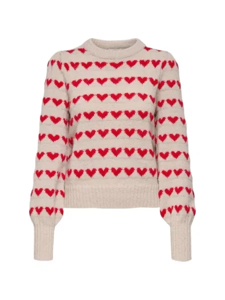 Pulover Jacqueline De Yong cu motiv cu inimi