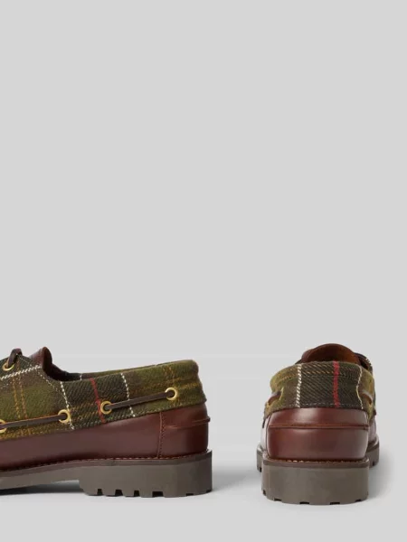 Barbour mokasyny skórzane Deck brązowe