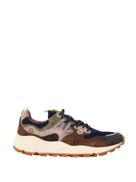 Sneakersy Flower Mountain w kwiatki skórzane granatowe