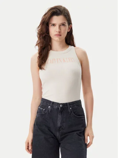 Calvin Klein Jeans Marškinėliai Varsity smėlio