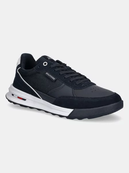 Кожени маратонки Tommy Hilfiger RETRO RUNNER MIX RWB тъмносиньо