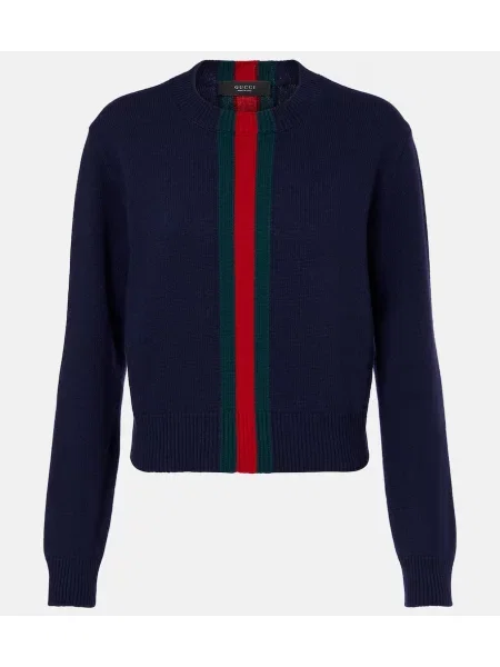 Pulover Gucci de lână cu dungi albastru