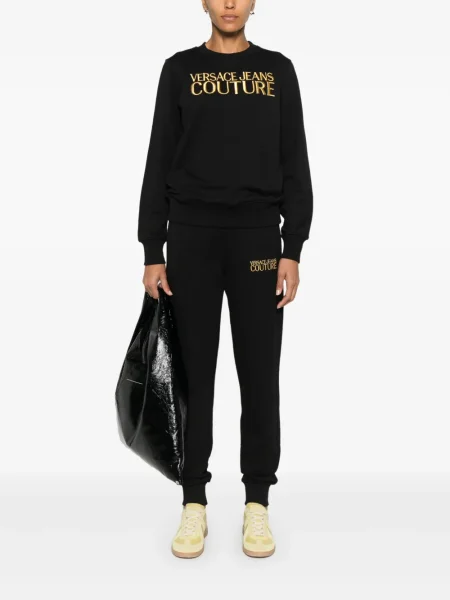 Pantaloni Versace Jeans Couture cu broderie negru
