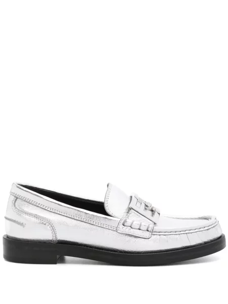 Pantofi loafer Fendi din piele argintiu