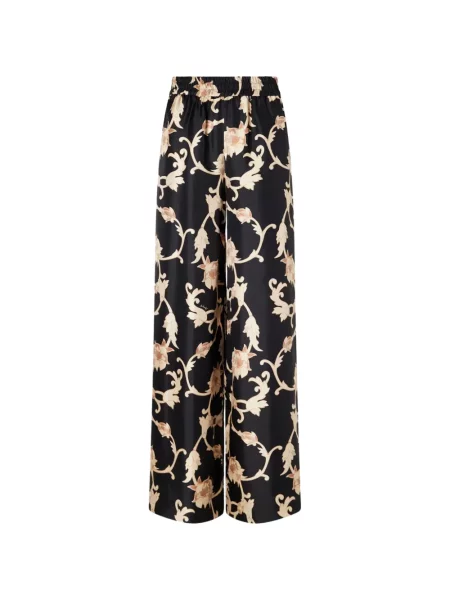Pantaloni palazzo La Doublej cu model floral cu imagine negru