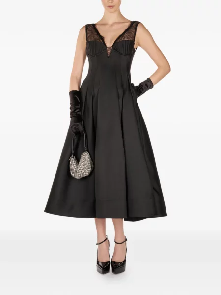 Rochie midi Araftu din dantelă până la genunchi de costum negru