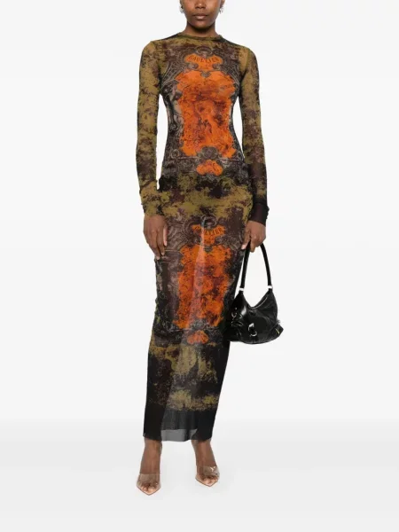 Rochie maxi Jean Paul Gaultier cu imagine de costum portocaliu