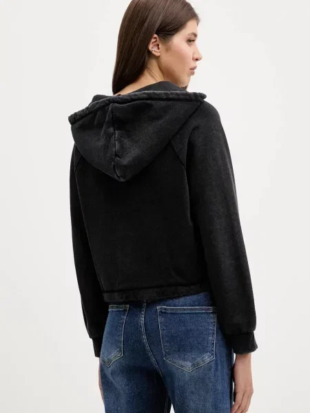 Mikina Guess Jeans s kapucí s potiskem černá