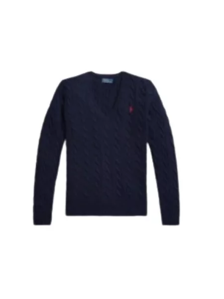 Długi sweter Polo Ralph Lauren wełniany niebieski