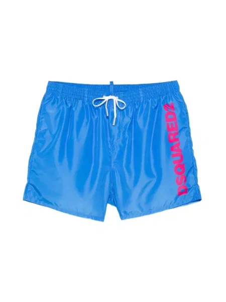 Kąpielówki Dsquared2 z logo niebieskie