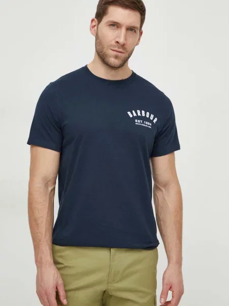 Тениска Barbour с принт тъмносиньо
