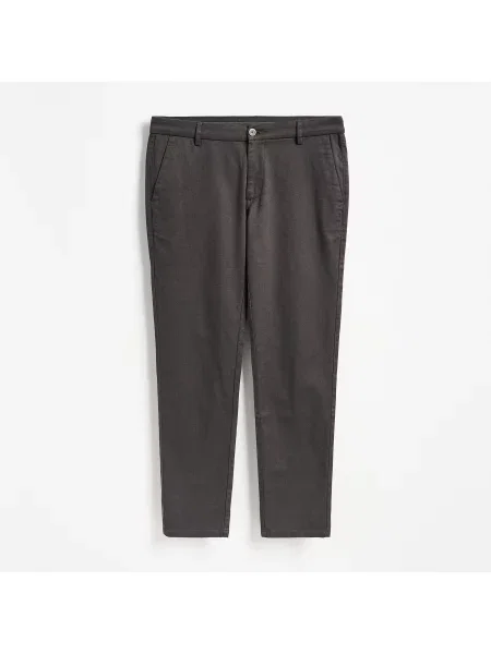 Reserved Kalhoty slim fit s drobným potiskem tmavě hnědá