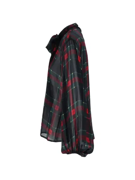 Bluză Shirtaporter cu funde în carouri albastru