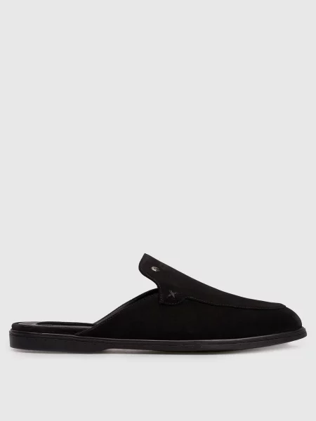 Замшеві мюлі з емблемою Stefano Ricci чорні