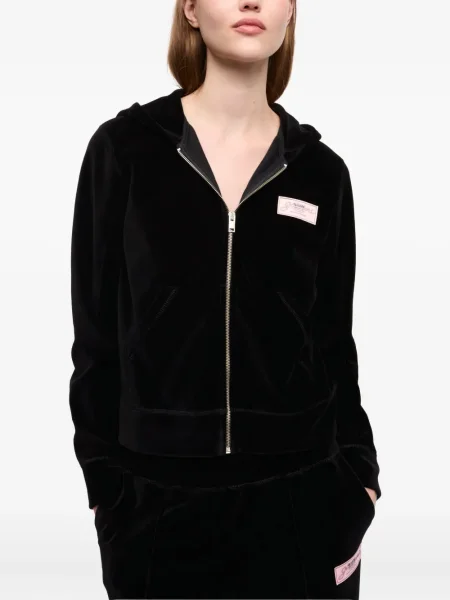 Hanorac cu glugă Ganni din velur negru