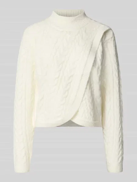 Sweter z dzianiny z dodatkiem wełny w kopertowym stylu Apricot biały