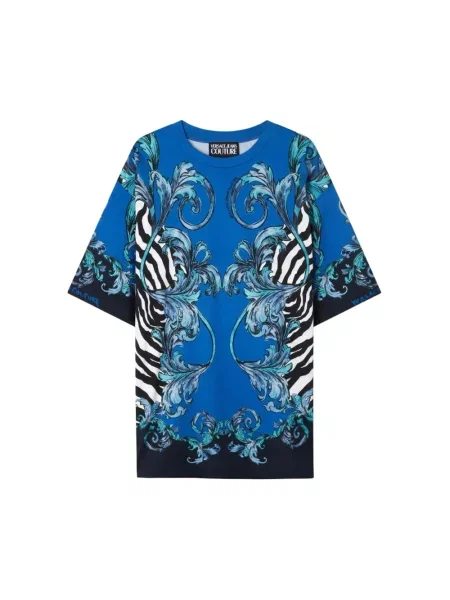 Koszulka Versace Jeans Couture w zebrę niebieska