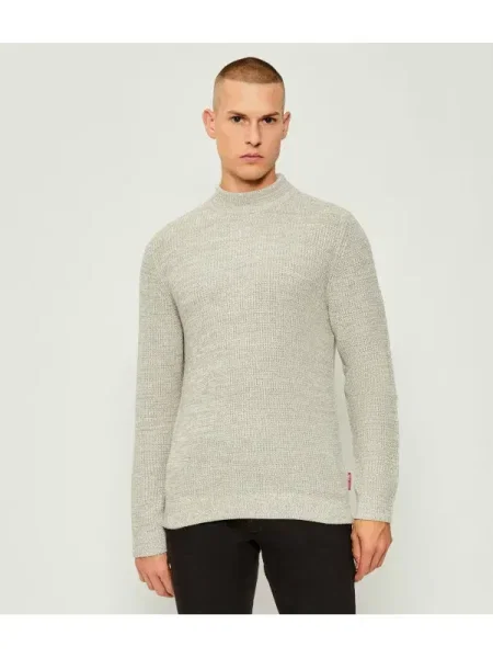 Pulover Joop! Jeans de lână cu guler înalt bej