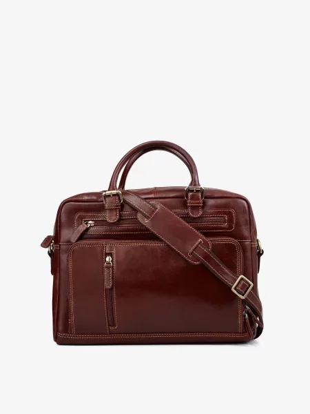 Кожаная сумка для ноутбука Inbag коричневая